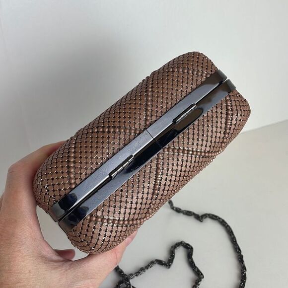 Nicole Miller Blush Pink Metal Mesh Chain Strap Structured Frame Evening Bag - Picture 7 of 12